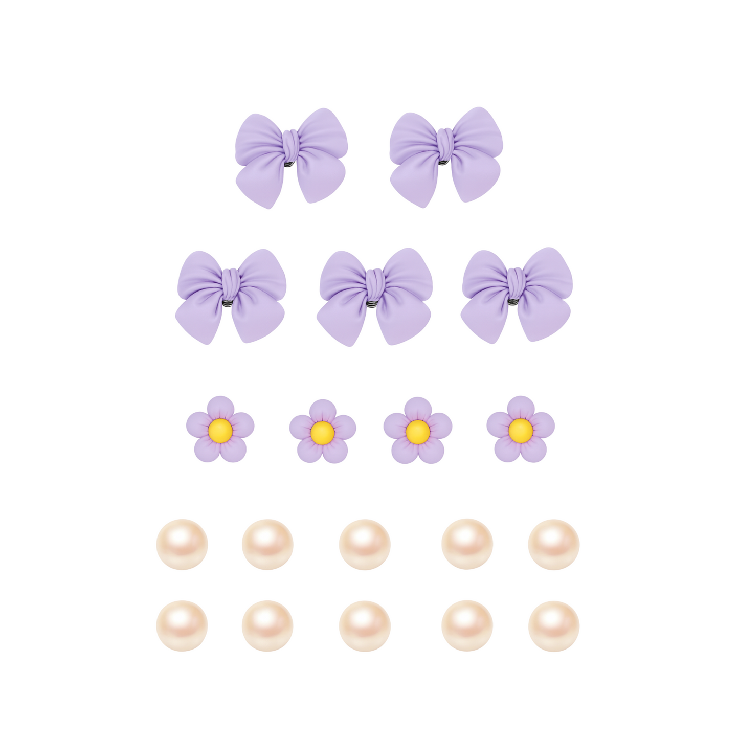 Jibbitz (set) / Bows & Blossoms (lilac)