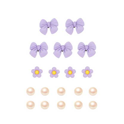 Jibbitz (set) / Bows & Blossoms (lilac)